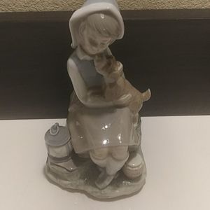 Vintage Llardo Girl With Dog Lantern